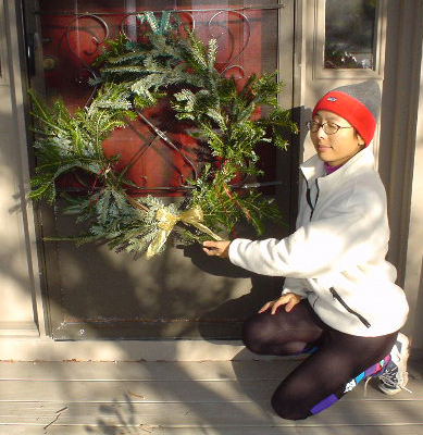 May with Christmas Wreath