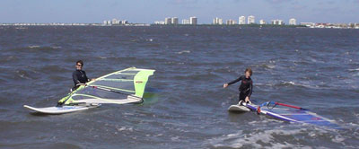 Eric and his Son after boardsailing in 25-30 knots